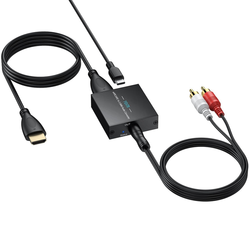 eARC Audio Extractor, HDMI ARC to 3.5mm Adapter, PCM Stereo Audio | Converts TV eARC/ARC audio to 3.5mm stereo for headphones, speakers and amplifiers with TV remote volume support