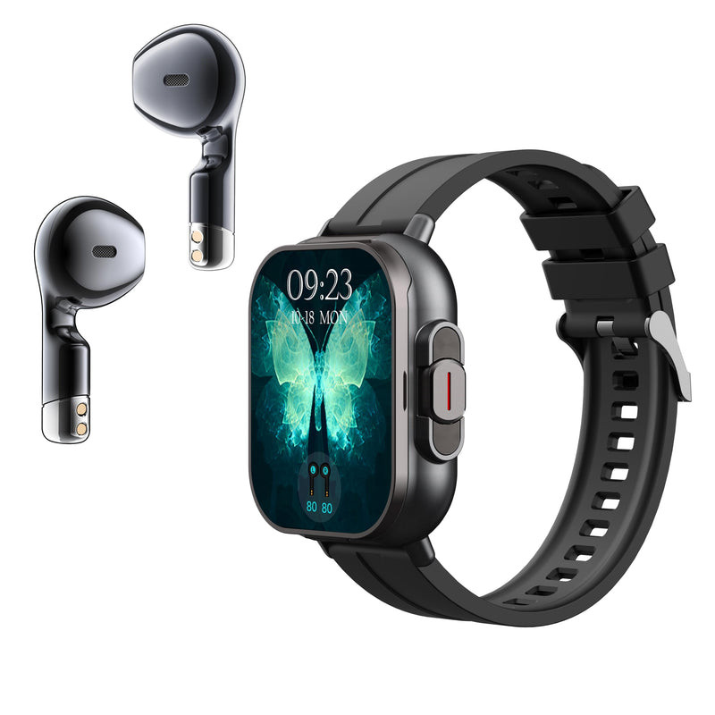 Mingtawn Smart Watch with Earbuds, 2 in 1 Bluetooth Smartwatch for Men Women, 2.01" HD, Answer/Make Call, Sleep Monitor Fitness Tracker, 100+ Sports Modes, Compatible with Android iOS Blacka1