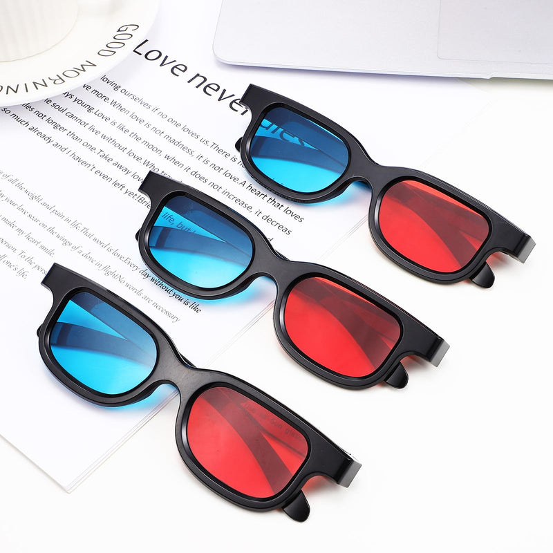 10Pcs 3D Glasses Red Blue Lenses Universal Movie Dimensional Video Frame Compatible with Tvs Computer Monitors Projectors Home Theater Movie Viewing
