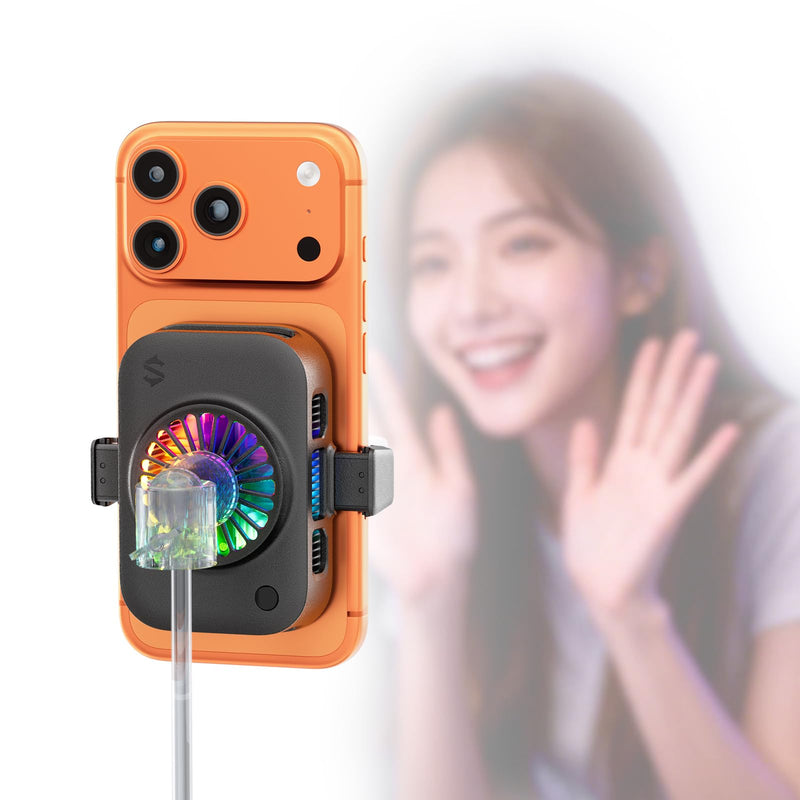 Black Shark Live Streaming Cooler – Portable Clip-On Phone Cooler with RGB Lights for Gaming, Streaming, Video Recording & Photography, Low-Noise Portable Design for Quiet, Lightweight, Easy Carry Use