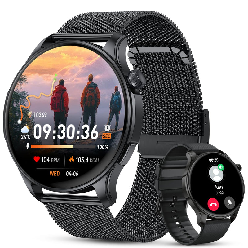 Smart Watch for Men Women Fitness Tracker: Smartwatch for Android Phones iPhone Compatible Samsung Bluetooth Call Answer/Make Watches for Men Heart Rate Sleep Monitor IP68 Waterproof 120+Sports Model Black-Gray