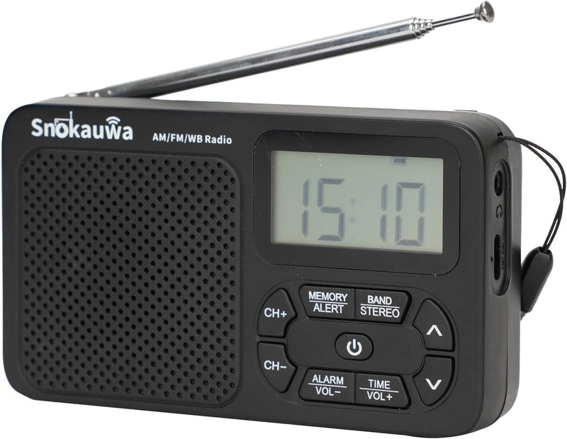 AM FM Radio, Portable Emergency Weather NOAA Radio, Small Digital Radio with Dual Mode Storage, Digital Tuner, Sleep Timer, Wall Plug and Battery Powered (Grey) Grey