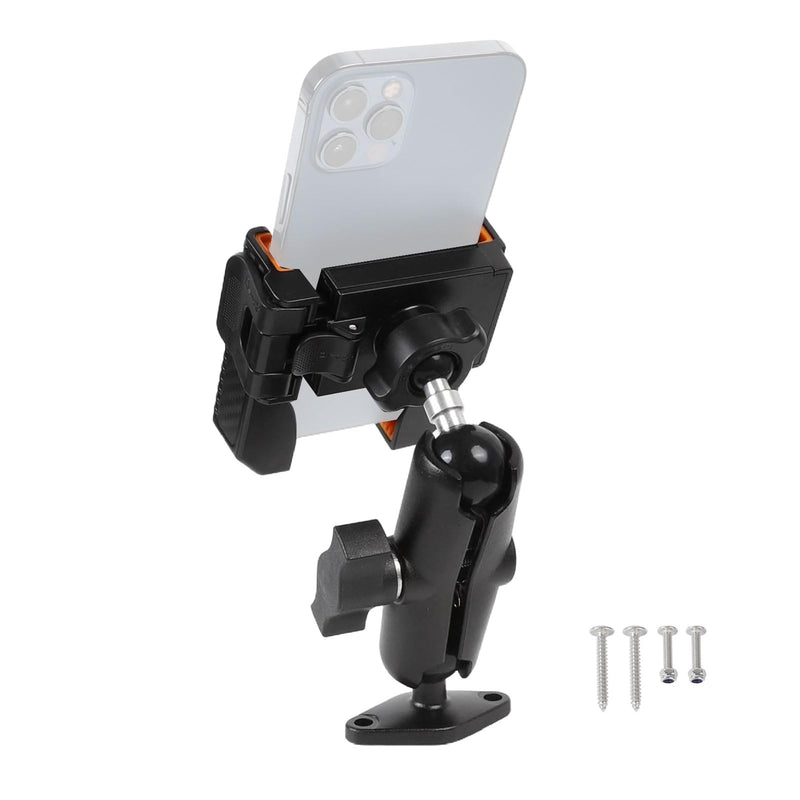 xik 1" Ball Screw Mount Phone Holder for Boat Car Truck Desktop -Medium Arm | 1s Lock & Release, Aluminum Diamond AMPS Base, 3.56" Double Socket Arm, Camera Friendly Dashboard Phone Holder Medium(With 3.54" Arm)