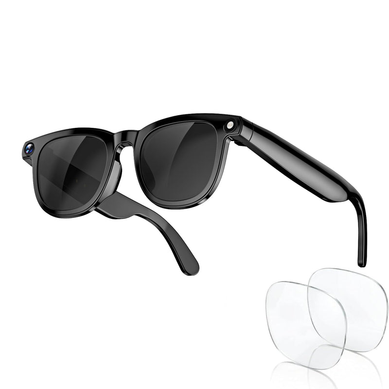 AI Smart Glasses with Camera,8MP Camera Glasses,1080P Anti-Shake Video Recording, Sport Glasses with Smart Wearable Eyeglass Built-in 32G Memory CardPerfect for Outdoor Travel, Driving,Hiking Black