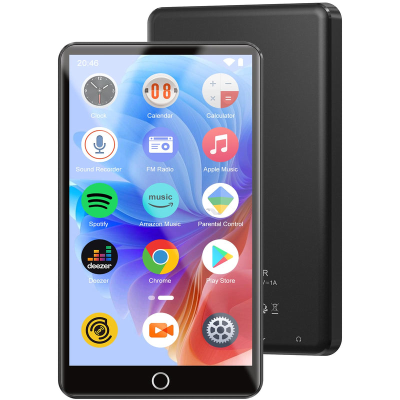 96GB MP3 Player with Bluetooth and WiFi, 4.0'' IPS Touch Screen MP4 Players, Android Music Player Built-in Speaker, Support Spotify, Amazon Music, Deezer, Audible, FM Radio, Expandable Up to 1TB black