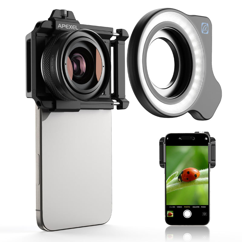 10-20X Zoom Macro Lens Kit with Fill Light for Smartphone | Macro Phone Lens with Universal Lens Clip, HD Macro Photography Lens for iPhone & Android Phone, Phone Macro Lens Attachment Blue