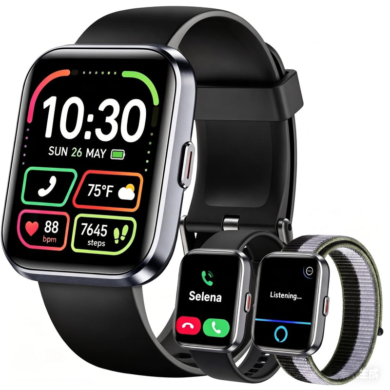 WMK Smart Watches for Women, 1.83" Smart Watch for Android Phones & iPhone, Black
