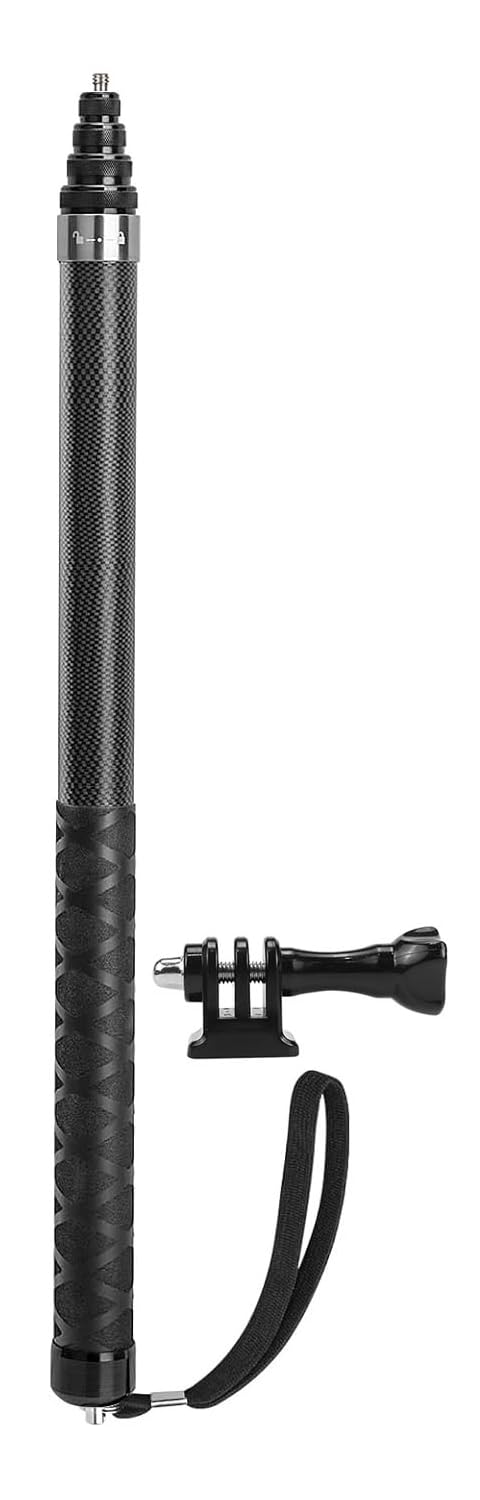 Selfie Stick for Insta360, 18-118"/9.8ft/3m Extended Invisible Selfie Pole | Lightweight, Carbon Fiber, for Insta360 X5 X4 X3 ONE X2 ONE R X ONE GO 3S 3 2, DJI Osmo 360, Action 6 5 4 3 2, Hero 13/12/11