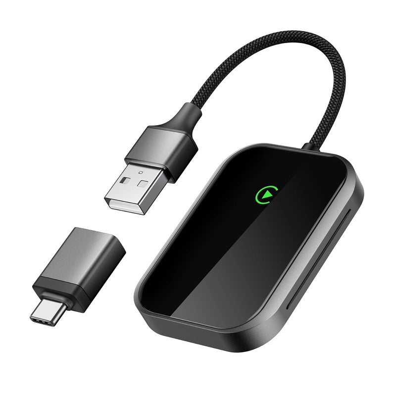 Wireless CarPlay Adapter for iPhone, Apple CarPlay Wireless Adapter USB-C, Bluetooth Connection, Auto-Switch for Multiple iPhones, Fast & Stable, iOS 10+ (Phantom Black)