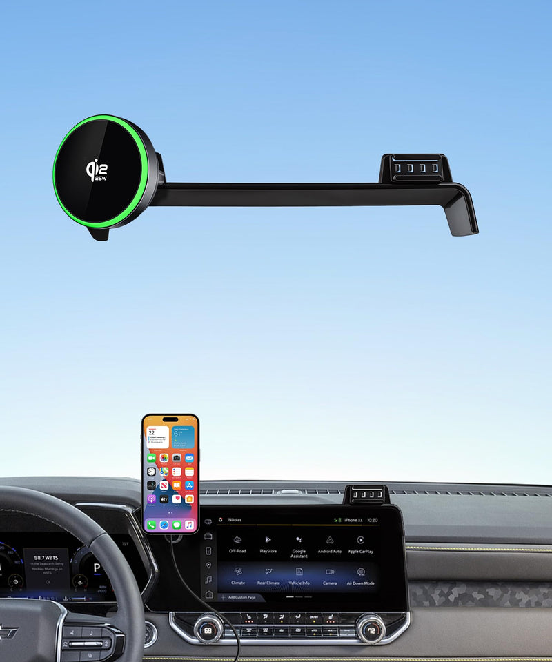Qi2.2 25W Wireless Charger Car Phone Mount for Chevrolet Colorado 2023-2026 | 11.3" Screen Magsafe Magnetic Accessories Fast Charging Cell Phone Holder Compatible with iPhone Android, Navigation Bracket