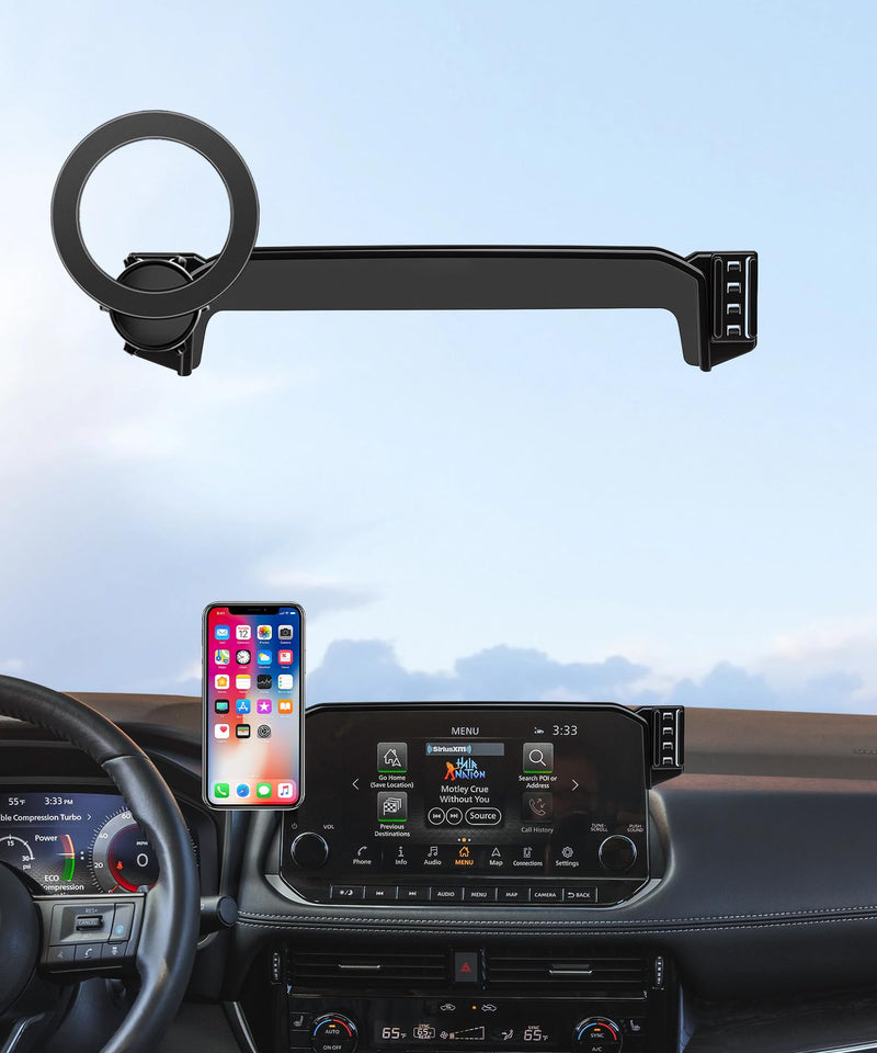 Car Phone Holder for Nissan Rogue 2021-2023 Magsafe Accessories, 9" Screen | Magnetic Cell Phone Mount Clip Compatible with iPhone, 3D fit Stable Dashboard GPS Navigation Bracket Cradle 360° Rotation