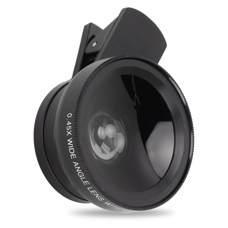 Generic 2 in 1 Phone Lens, 0.45X Wide Angle and 12.5X Macro Lens with Universal, for Most Smartphones and Tablets (Black) Black