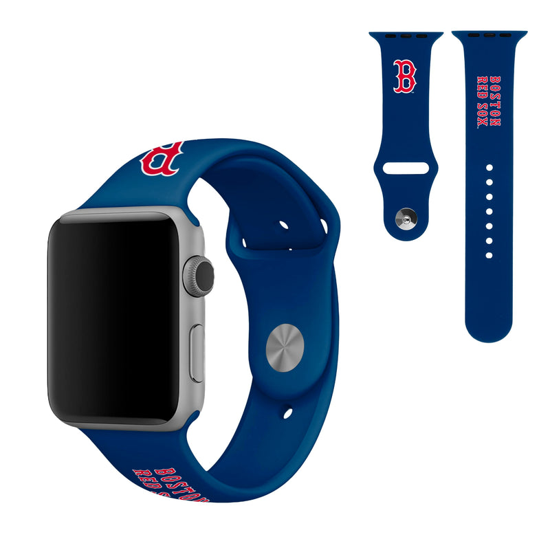 SOAR MLB Official Primary Logo Wordmark Smart Watch Band Compatible With Apple Watch - 38mm and 42mm Boston Red Sox