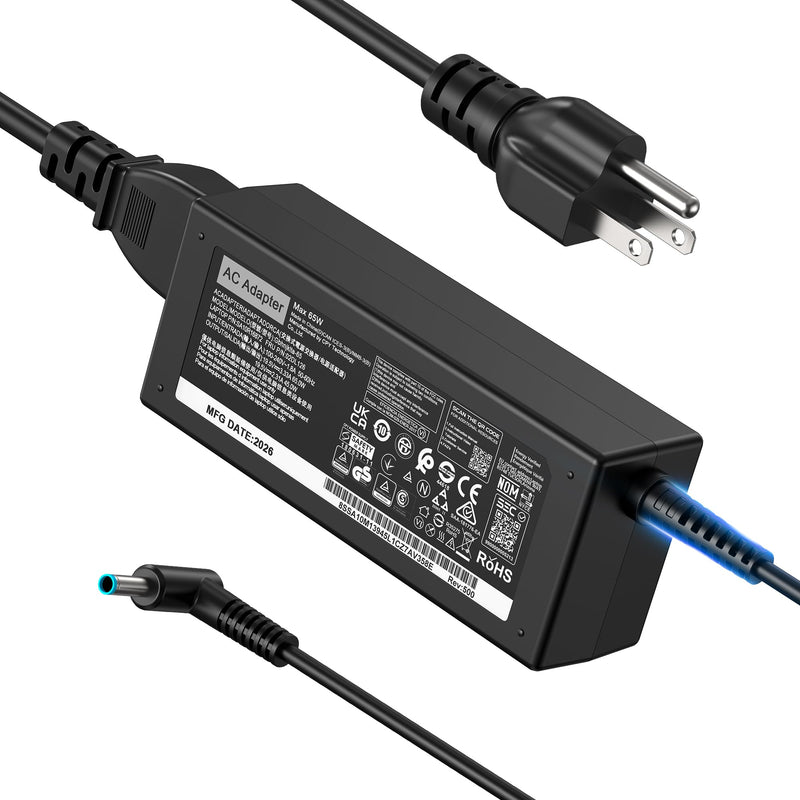 Charger for HP Laptop Computer 65W 45W Smart Blue Tip 4.5mm Compatible with HP Pavilion x360 14/15/17, Envy 13/15, EliteBook ProBook Stream Spectre 710412-001