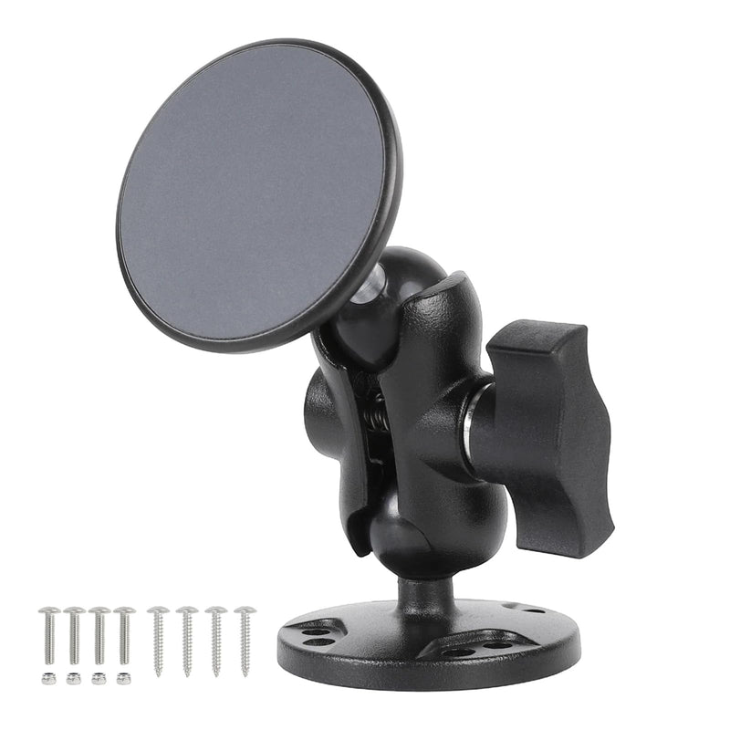 1" Ball Magnetic Phone Mount for Boat/Truck/Car, Aluminum Alloy Short Arm & Base, Double Ball Joint, Screw-Mounted AMPS Round Base Phone Holder for Magsafe iPhone 17 16 15 14 13 12 Series Total length 5"