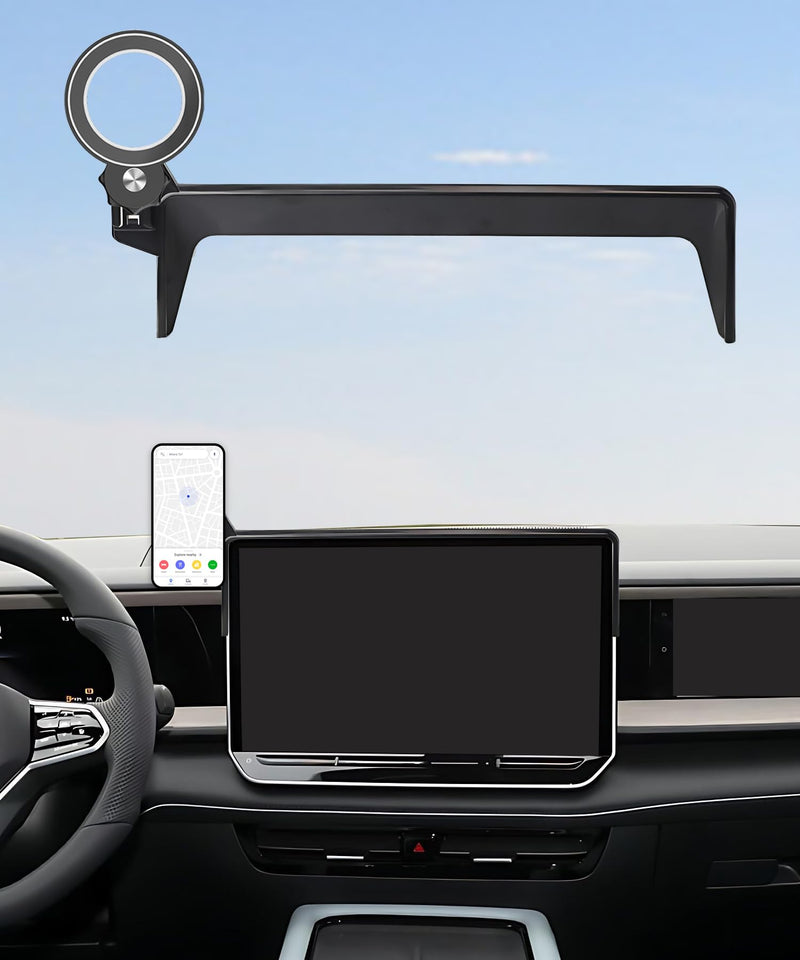 Car Phone Holder for 2025-2026 Volkswagen VW Tiguan 15" Screen Accessories | MagSafe Strong Magnets Clip-On Cell Phone Mount, 360° Rotatable Hands-Free Holder, Not Block Air Vents fit for 2025-2026 VW Tiguan (15 Inch Screen)