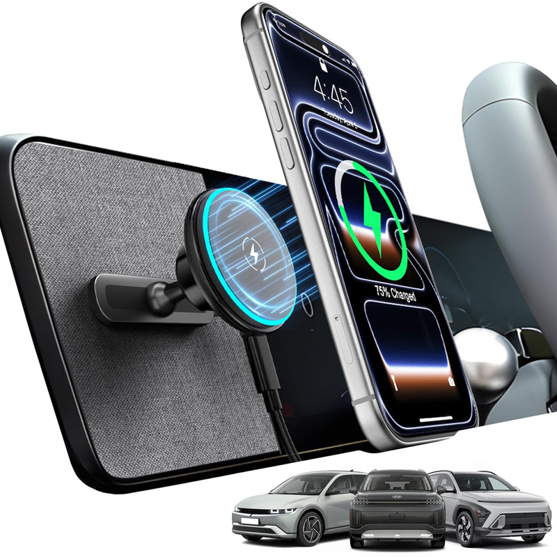CloudValley 15W Charging for Hyundai Ioniq 5/Ioniq 9 Phone Mount, Magnetically Attaches to Metal Dashboard Phone Holder for 2022-2025 Ioniq5 2026 Ioniq 9, 2024-2025 Sonata Kona & 2025-2026 Tucson Wireless Charging