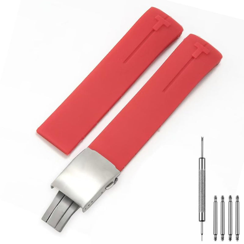 21mm Silicone Watch Band Compatible with Tissot T-Touch T091 T013420A-21mm Rubber Watch Strap for T013 T047 with Stainless Steel Buckle