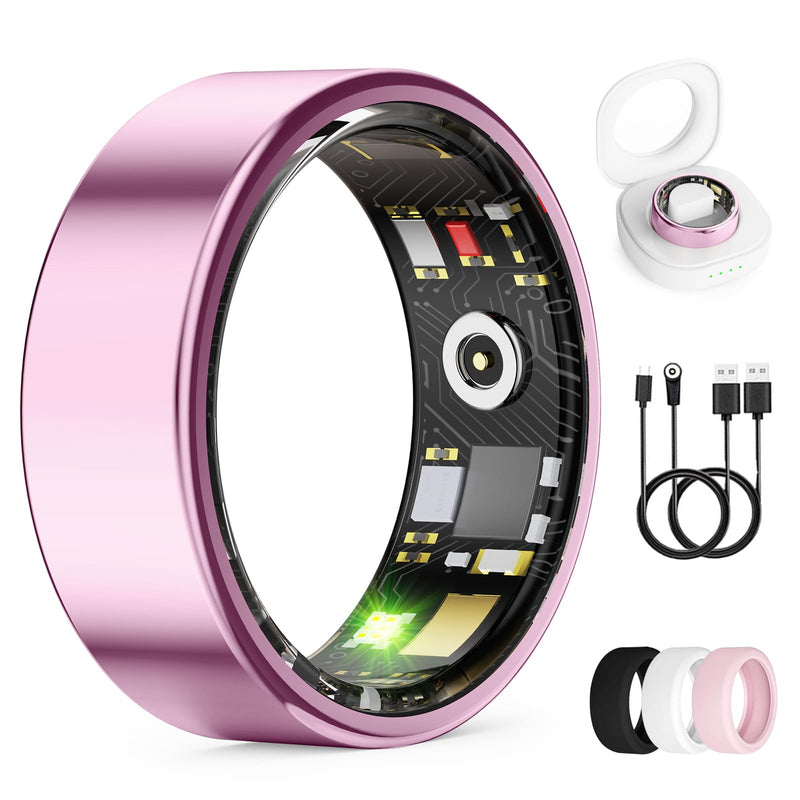 Smart Ring for Women & Men, Health Tracker Ring, Fitness Tracker Ring | Blood Pressure,Temperature,Heart Rate,SpO2,HRV & Stress, IP68 Waterproof, Sleep Tracker, No App Fee (Lavender Pink,9#) Lavender Pink 9#