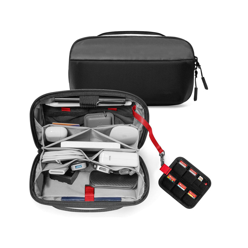 Electronic Organizer Accessory Pouch for MacBook Charger, Cable, Power Bank, Hard Drive, Water-Resistant, Removable Card Slots, Black
