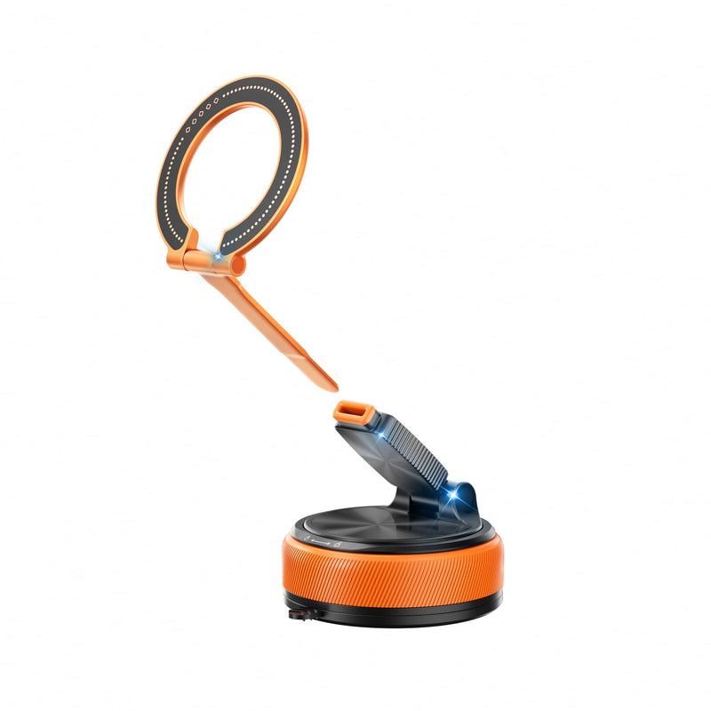 Magnetic Car Phone Mount, 2-in-1 Detachable Ring Stand for Desk & Dashboard, 360° Triple Axis Windshield Holder, N52 Strong Magnet, Universal Fit, Includes 2 Metal Plates, (orange) Orange(A20)