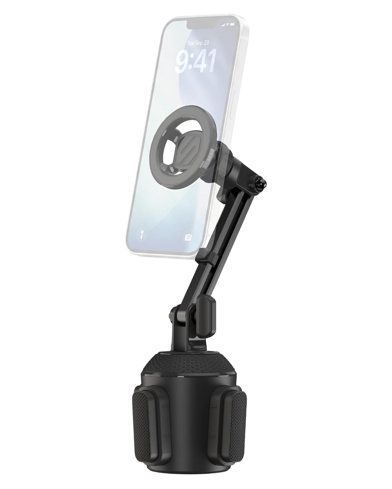 Scosche MagicMount Cup Holder Phone Mount with MagSafe, Adjustable Magnetic Car Mount with Stable Base and Flexible Arm, Compatible with PopSockets, iPhone 17 16 15 14 13, Includes MagSafe Ring 1 Pack