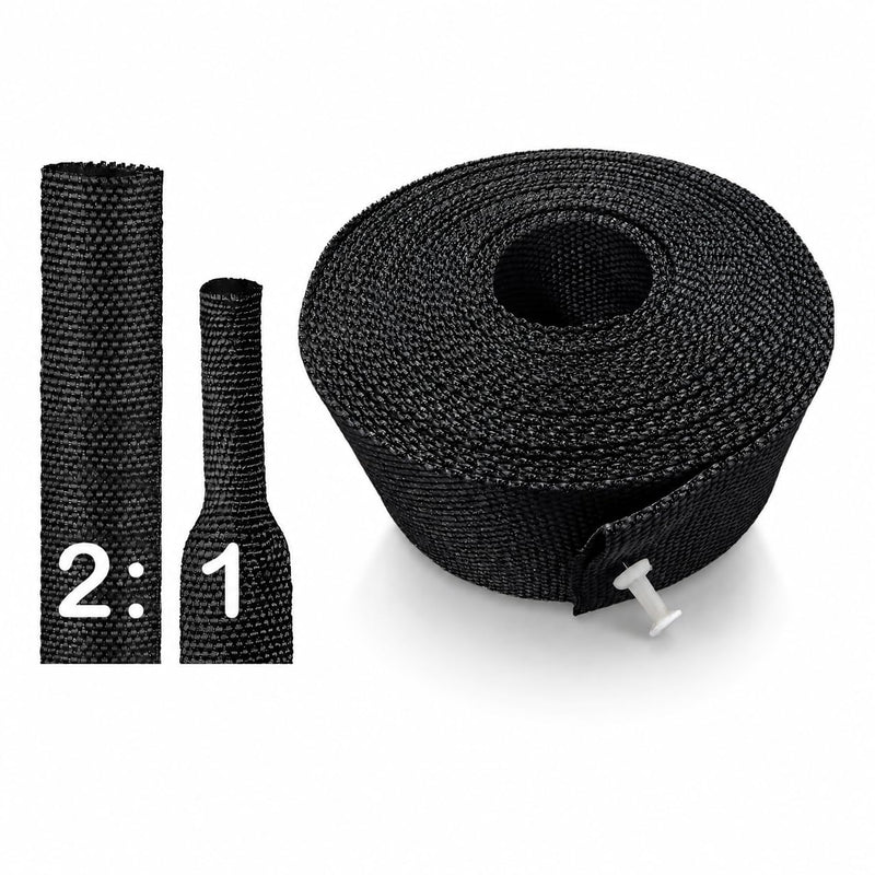 2:1 Heat Shrink Braided Sleeve 3/4 inch 20FT, Automotive Wear-Resistant Fabric Flat Woven Tubing, Flexible Abrasion Protection Sleeving for Wiring Harness, Cable Sheath, Wires & Hoses Protection 20mm-3/4" I.D x 20FT