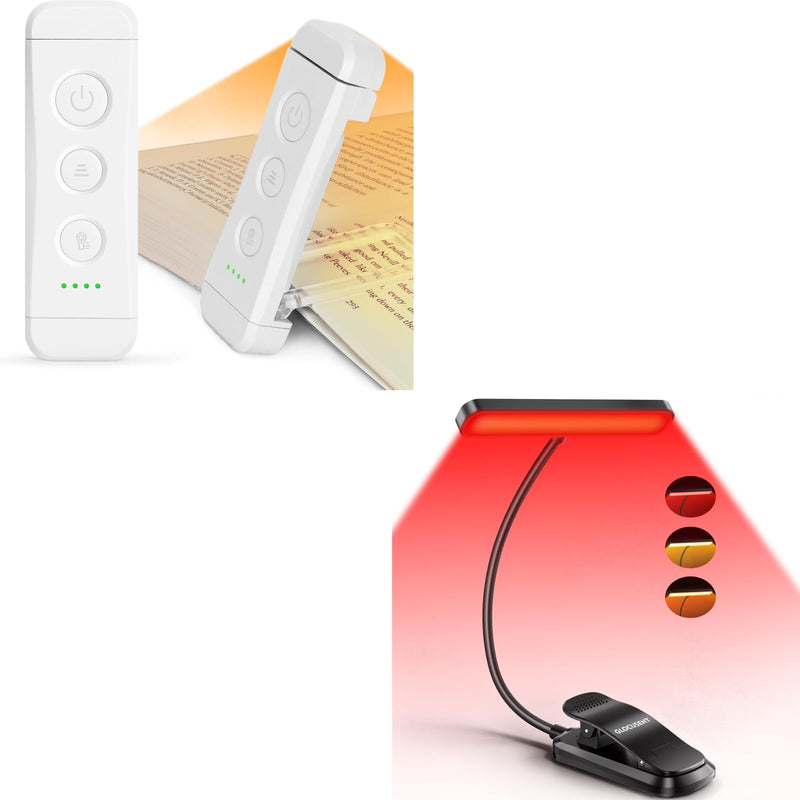 Glocusent USB Rechargeable Book Light with 3 Modes Red Light