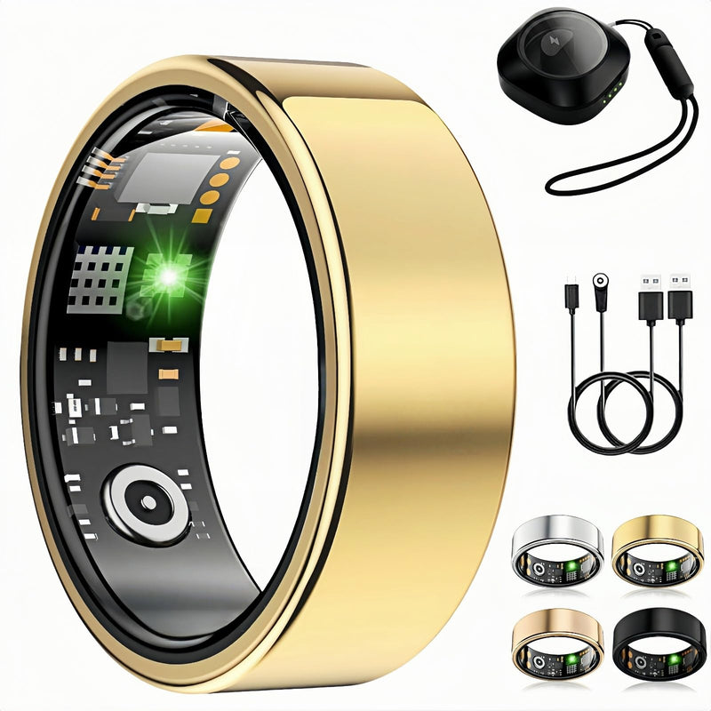 Smart Ring for Women Men, Fitness Ring without Subscription, Gold,8 | Health Rings Gen4, 24/7 Heart Rate/SpO2/Stress/Sleep Tracker, 50M Waterproof, Dual Charge, 140 Sport Modes for Every Activity 8