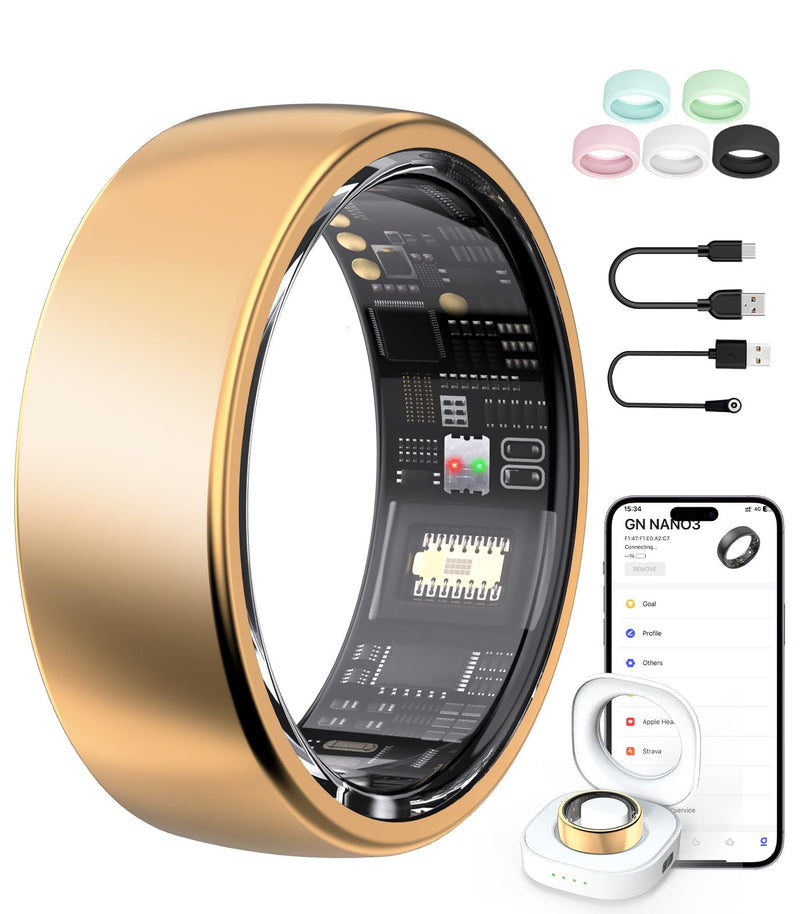 AI Smart Ring for Women Men, Health Ring with AI Health Analysis | Fitness Ring with HRV,Heart Rate,SpO2,Sleep Monitor & Stress, IP68 Waterproof Activity Tracke, No APP Fee (Rose Gold,13#)