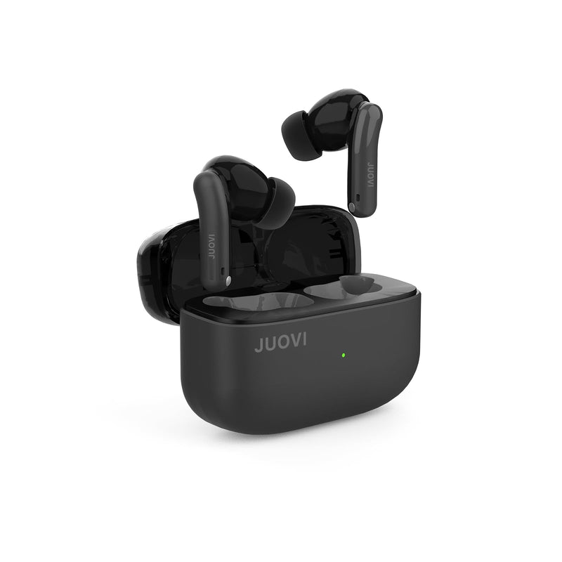 JUOVI Ture Wireless Earbuds Active Noise Cancelling Bluetooth Headphones | 55H Playtime 6-Mic ENC Clear Calls, Bluetooth 5.4 IPX5, 52dB Hybrid ANC in-Ear Earbuds for Phone Laptop etc Black ZT242