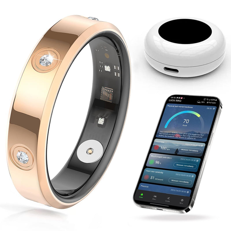Yihou Smart Ring Ultra Narrow Diamond Slim Sleep Rings Heart Rate Monitor Health Ring Fitness Tracker Pedometer Step Counter Calories Waterproof Ladies Smart Rings for Women Men, Size 6
