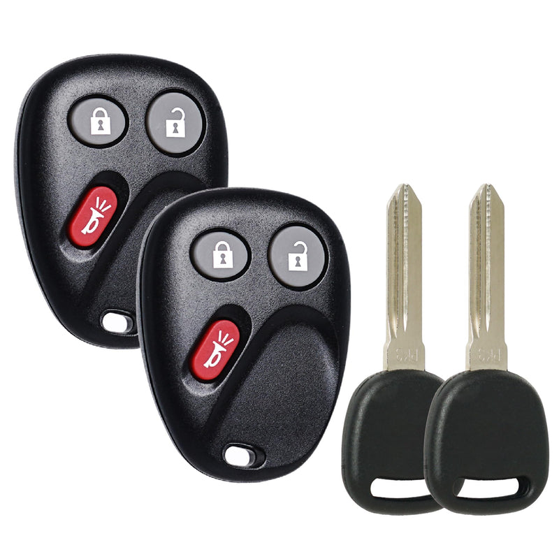 SUPALAND Key Fob Remote with Ignition Key Fits for 2003-2006 Chevrolet Suburban Tahoe Silverado Avalanche GMC Yukon Sierra Cadillac Escalade Hummer H2 LHJ011 Transponder Key B91P/B102P (Set of 2)