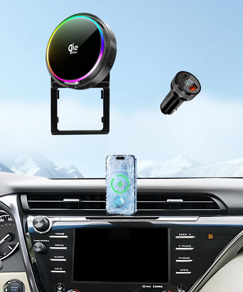 25W Car Mount Charger for Toyota Camry 2018-2020 | 2018-2020 Toyota Camry Qi2.2 25W MagSafe Fast Charging Cell Phone Holder Accessories,with Cooling Fan＆54W Fast Adapter for 2018-2020 Toyota Camry