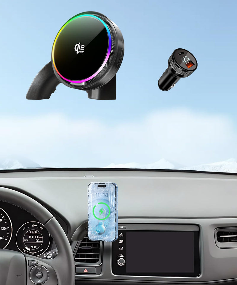 25W Car Mount Charger for Honda HRV HR-V 2016-2022 | 2016-2022 Honda HRV HR-V Qi2.2 25W MagSafe Fast Charging Cell Phone Holder Accessories,with Cooling Fan＆54W Fast Adapter for 2016-2022 Honda HR-V