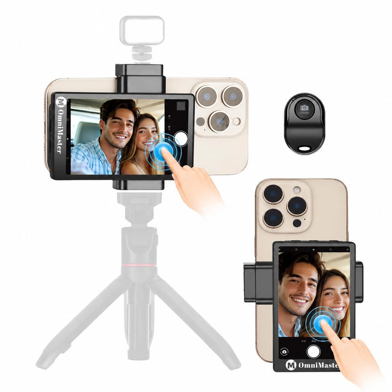 OmniMaster Phone Vlog Selfie Monitor with Touch Screen & Speaker, Magnetic Phone Holder Clip Mount, Using Rear Camera for Selfie Vlog Or Live Stream