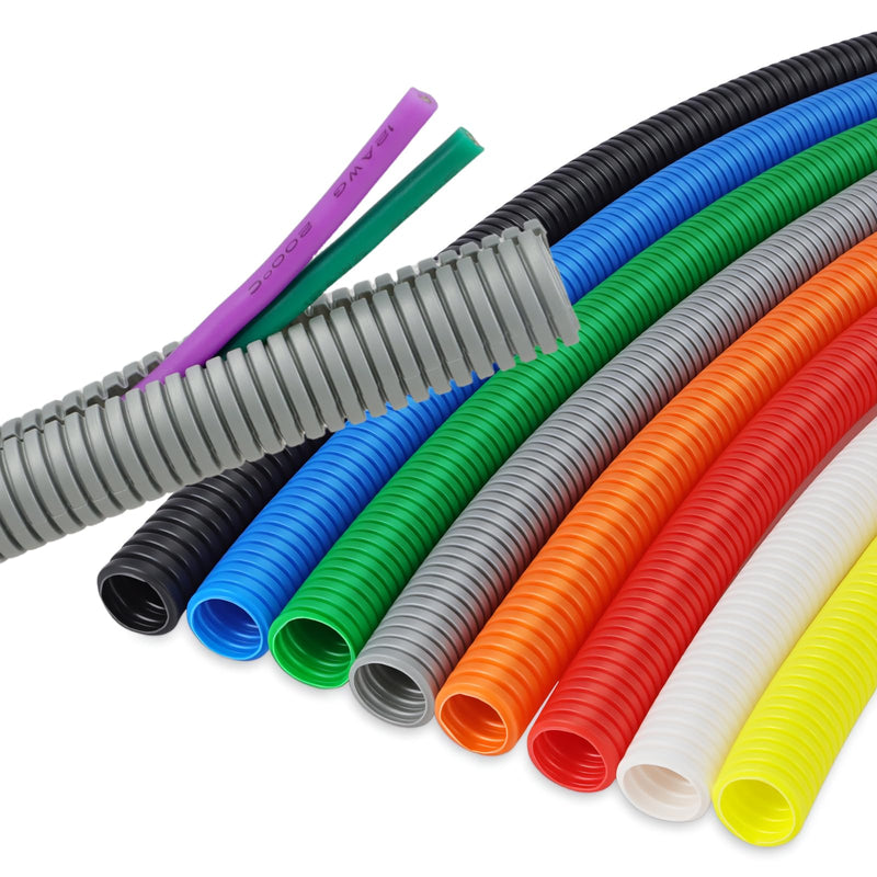 Split Wire Loom Tubing, Flexible Conduit Cable Protector for Automotive Wiring Home Theater Industrial Cable Management (Gray, 13mm(0.51in)-25ft) Gray
