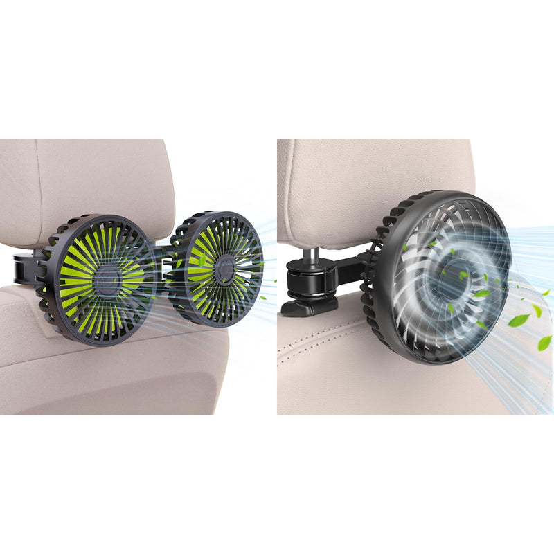 Hayousui Dual Head Car Fan and USB Car Fans for Backseat