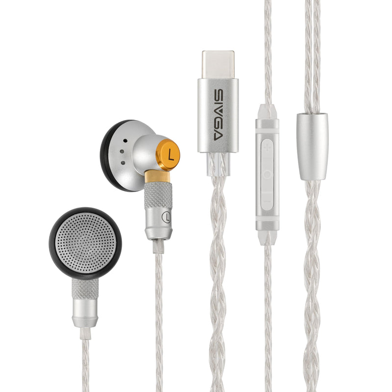 SIVGA M260 USB-C Wired Earbuds with Mic, MMCX Detachable HiFi Earphones | 14.2mm dynamic driver delivers perfectly balanced HiFi sound with deep bass, clear treble and clear voice pickup. Type-C