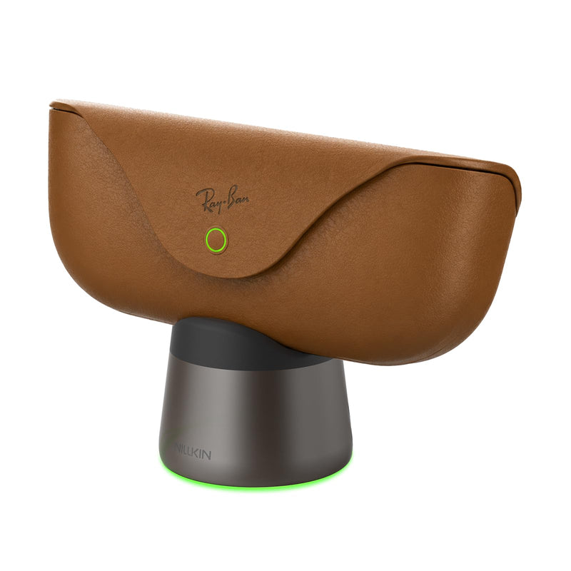 Nillkin RayDock Charging Stand for Ray-Ban Meta Glasses Case (Gen 1 & 2) | Aluminum, LED Light Charging Dock, Stable Anti-Slip, Smart Glasses Accessories, Display for Home & Office, Brown