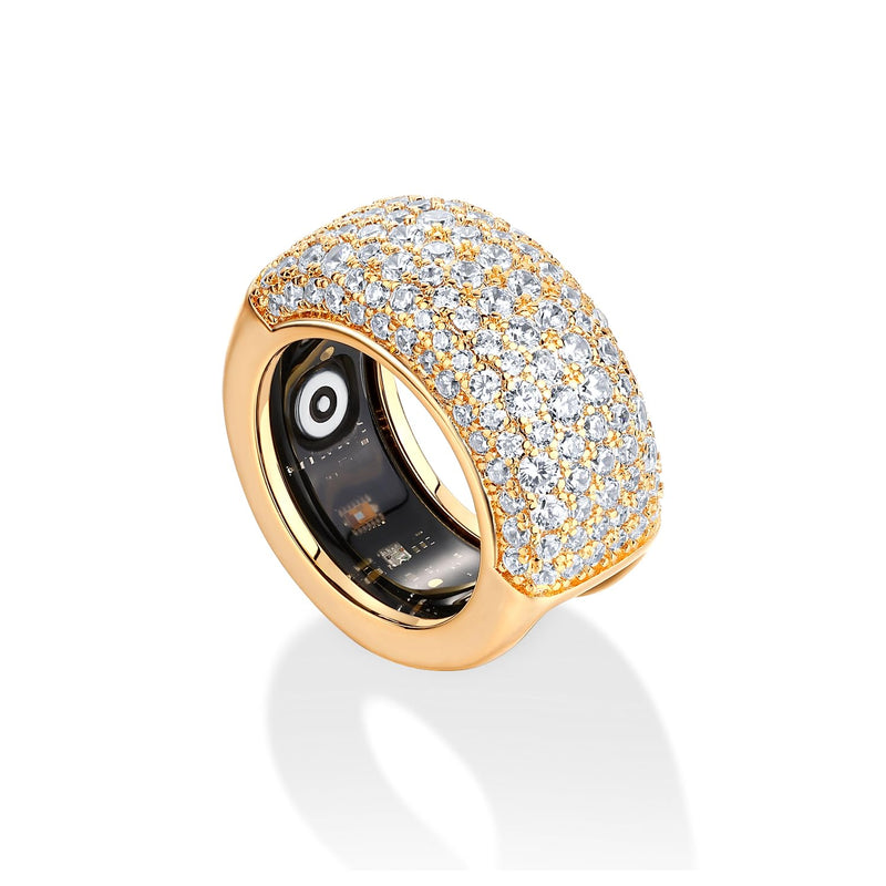 PAVOI 14K Gold Plated Pave Smart Ring Cover Compatible with Oura Ring Gen 4 Yellow Gold 8