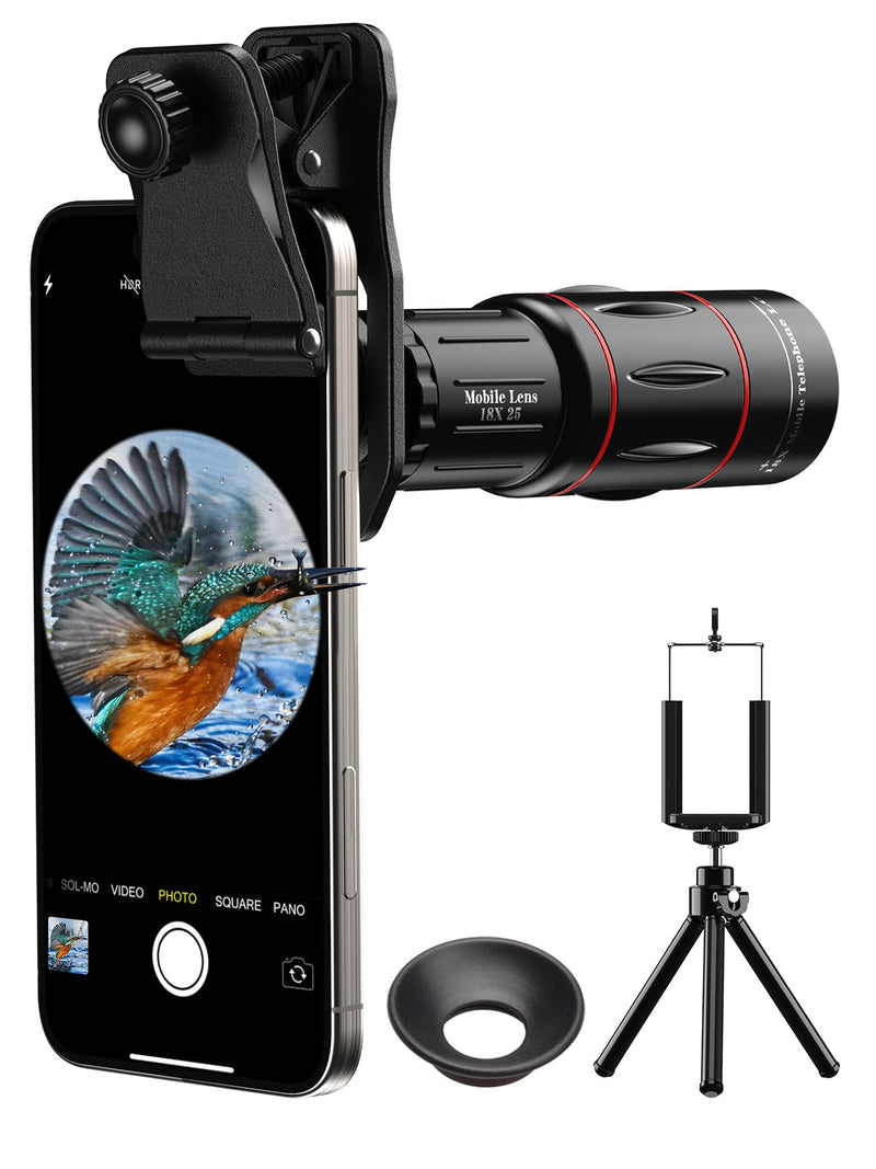 Evil eye 18X Telephoto Lens, Hight Power Telephoto Phone Lens with Tripod, Mobile Cell Lens Attachment for Android & iPhone, Samsung and Most Smartphone