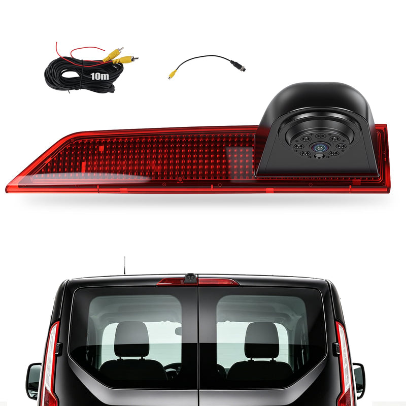 CAMECHO Brake Light Backup Camera for Ford Transit Custom 2012-2017, AHD/CVBS Waterproof Rear View Camera, Night Vision, Wide Angle, Park Assist, Rearview Reversing Cam