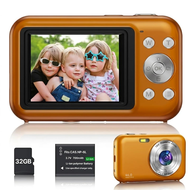 Digital Camera 1080P with 16X Digital Zoom, 44MP Vlooging Camera for YouTube