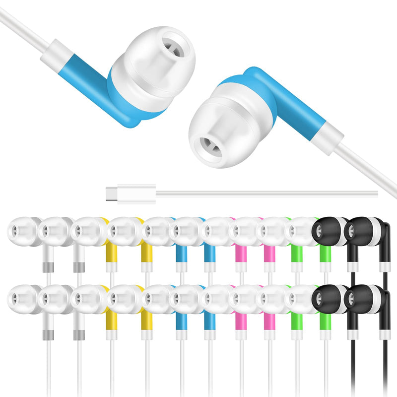 50 Pack USB C Kids Earbuds Bulk Wired for Classroom School Students | USB C Headphones Bulk. In-Ear Earbuds for School Testing Learning Music Chromebook Laptop Phone Teens Adults