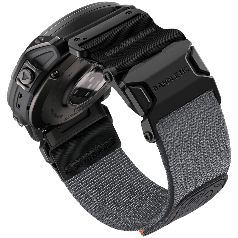 Bandletic Magnetic Nylon Band Compatible with Garmin Watch Quick Fit 22mm | Twin Magnets Snap Band On/Off in Two Seconds, Reinforced CSPE Rib for Intense Workout & Outdoors, Fits Quick Fit 22mm Models Dark Gray M(6.5"-7.1")