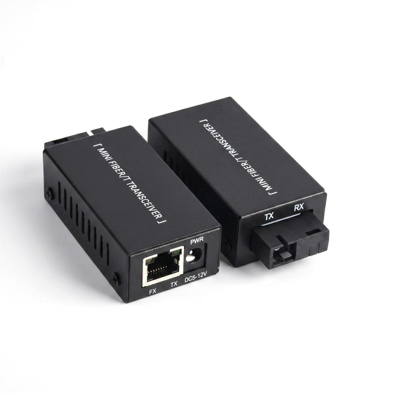 Gigabit Fiber Optical Media Converter Network Transceiver 100/1000Mbps | MINI; 1.25G; Auto-Negotiation, Single-mode; 20Km Transmission; SC/UPC,SC/APC to RJ45; US Power Adapter