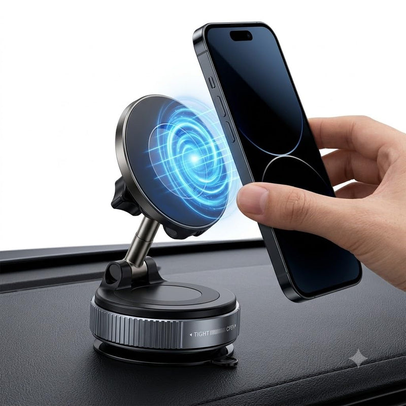2026 Version of Magnetic Car Phone Holder Mount – Ultra Strong Suction Cup for Dashboard & Windshield- 360° Adjustable Folding Arm Stand – Compatible with All Smartphones