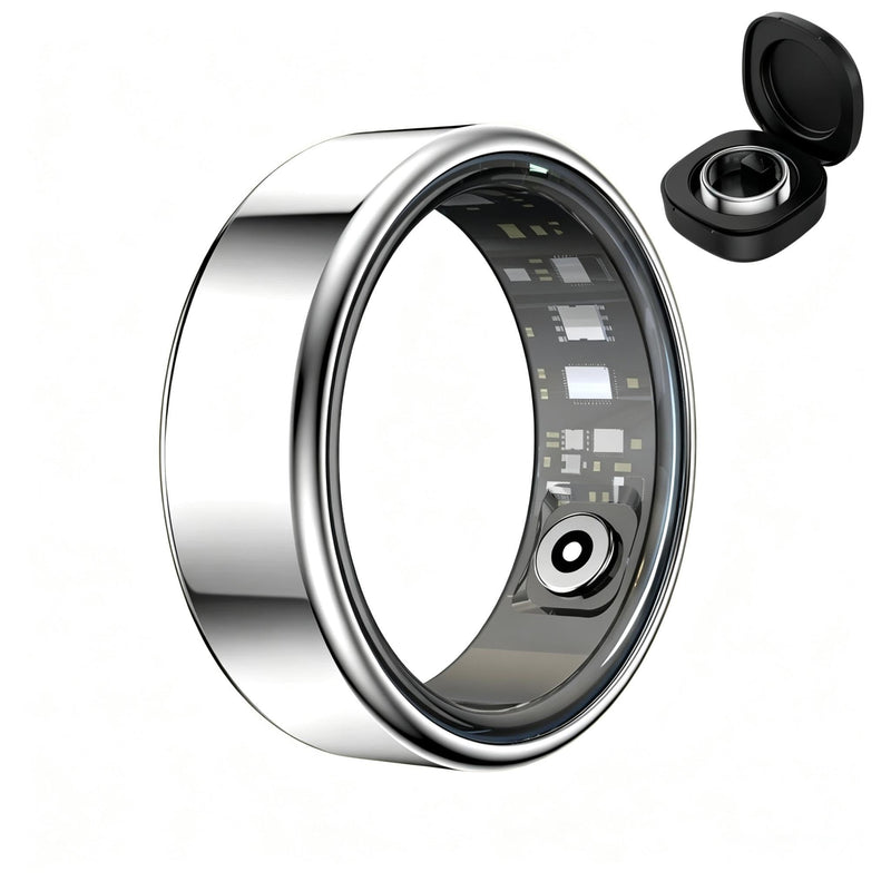 Smart Health Ring, Featuring Stress and Sleep Monitoring Functions, Compatible with iOS and Android,Waterproof Fitness Tracker for Women & Men, No Subscription Fee. (Silver, 8) silver 8#