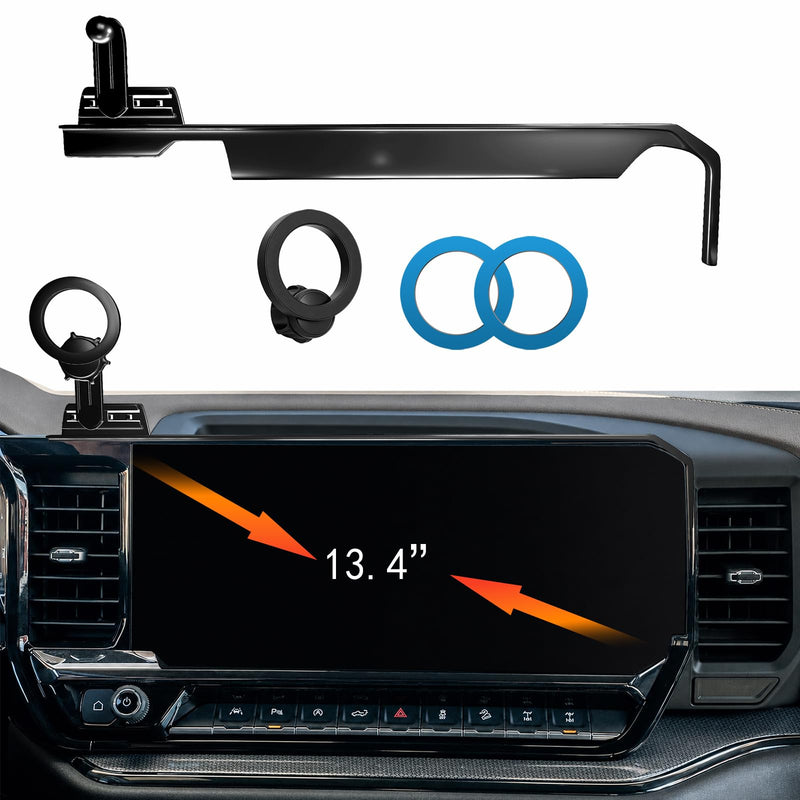 Magnetic Phone Mount for Chevrolet Silverado 1500 2022-2026 for GMC Sierra 1500 2022-2026 for Sierra 2500HD 3500HD 2024-2026, 13.4-Inch Touchscreen Compatible with MagSafe